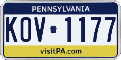 PA license plate KOV1177