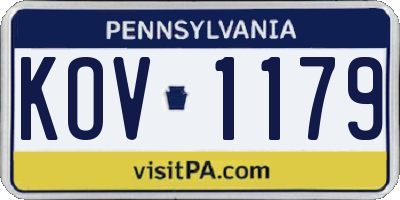 PA license plate KOV1179
