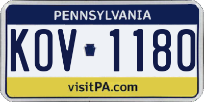 PA license plate KOV1180