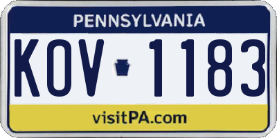PA license plate KOV1183