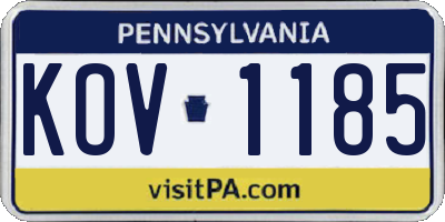 PA license plate KOV1185