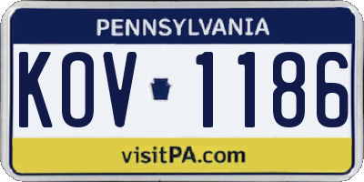 PA license plate KOV1186
