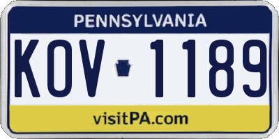 PA license plate KOV1189