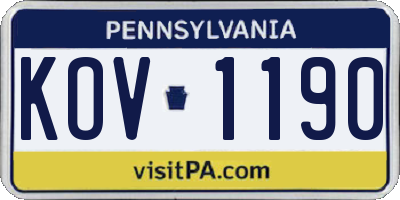 PA license plate KOV1190