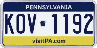 PA license plate KOV1192