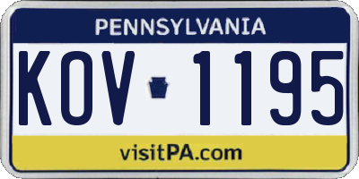 PA license plate KOV1195