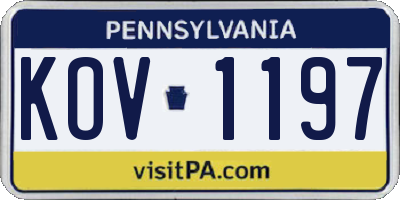 PA license plate KOV1197