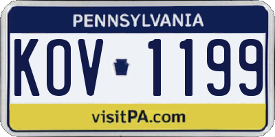 PA license plate KOV1199