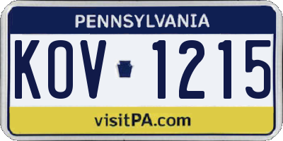 PA license plate KOV1215