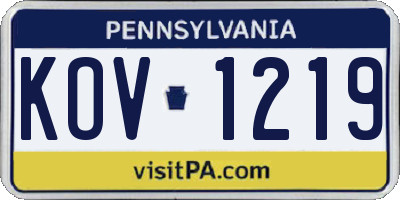 PA license plate KOV1219