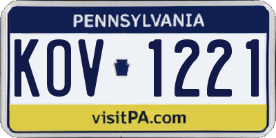 PA license plate KOV1221