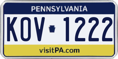 PA license plate KOV1222