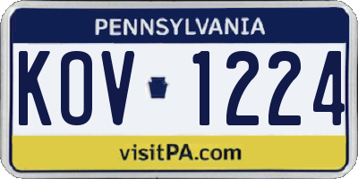PA license plate KOV1224