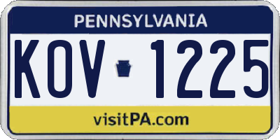 PA license plate KOV1225