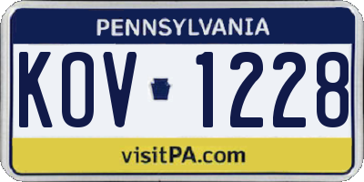 PA license plate KOV1228