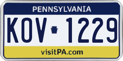 PA license plate KOV1229