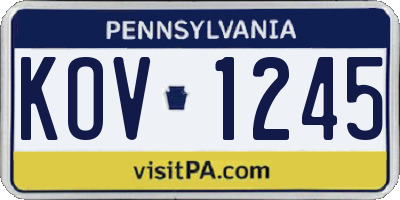PA license plate KOV1245