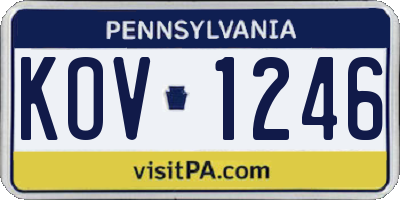 PA license plate KOV1246