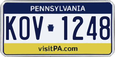PA license plate KOV1248