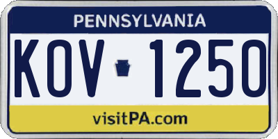 PA license plate KOV1250