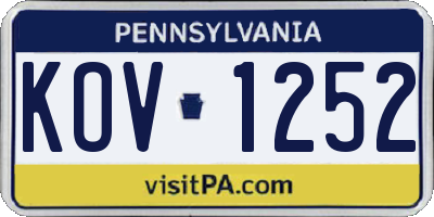 PA license plate KOV1252