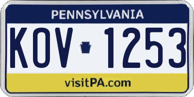 PA license plate KOV1253