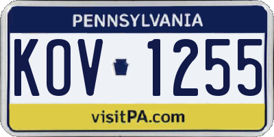 PA license plate KOV1255