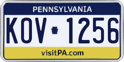 PA license plate KOV1256