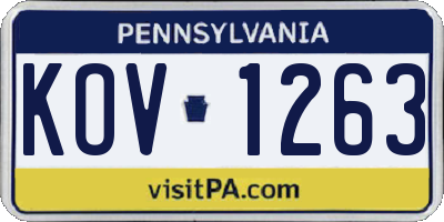 PA license plate KOV1263