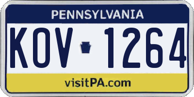 PA license plate KOV1264