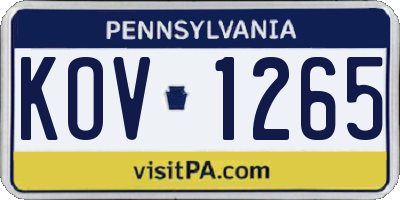 PA license plate KOV1265