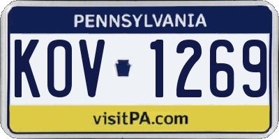 PA license plate KOV1269