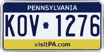 PA license plate KOV1276
