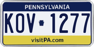 PA license plate KOV1277