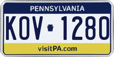 PA license plate KOV1280