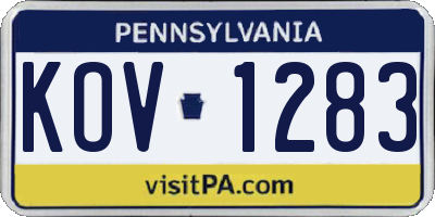 PA license plate KOV1283