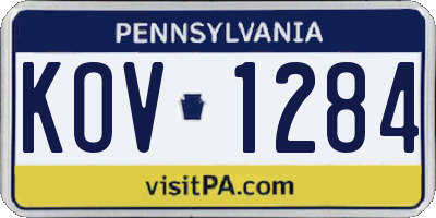 PA license plate KOV1284