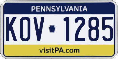 PA license plate KOV1285