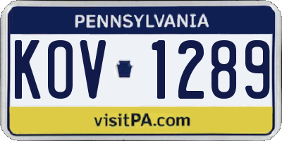 PA license plate KOV1289