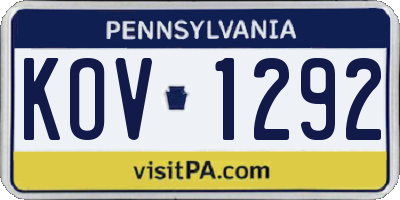 PA license plate KOV1292
