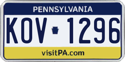 PA license plate KOV1296