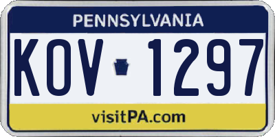 PA license plate KOV1297