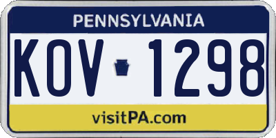 PA license plate KOV1298