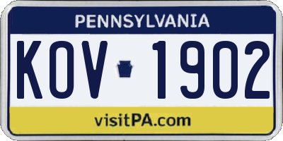 PA license plate KOV1902