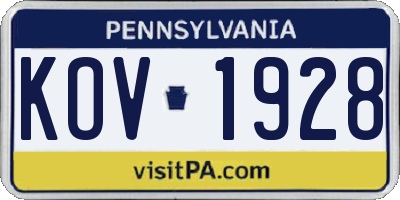 PA license plate KOV1928