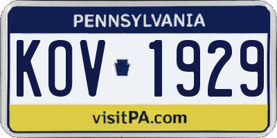 PA license plate KOV1929