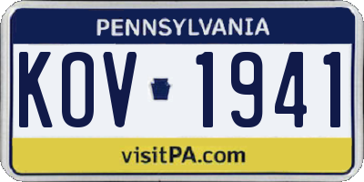 PA license plate KOV1941
