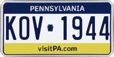 PA license plate KOV1944