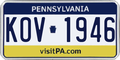 PA license plate KOV1946