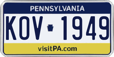 PA license plate KOV1949